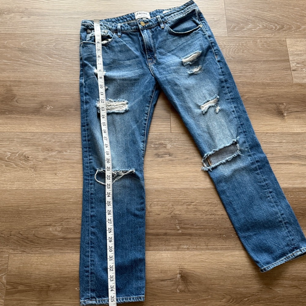 FRAME Denim Le Grand Garçon "Westminster" Distressed Jeans - Size 28 (size 6) - Picture 8 of 9